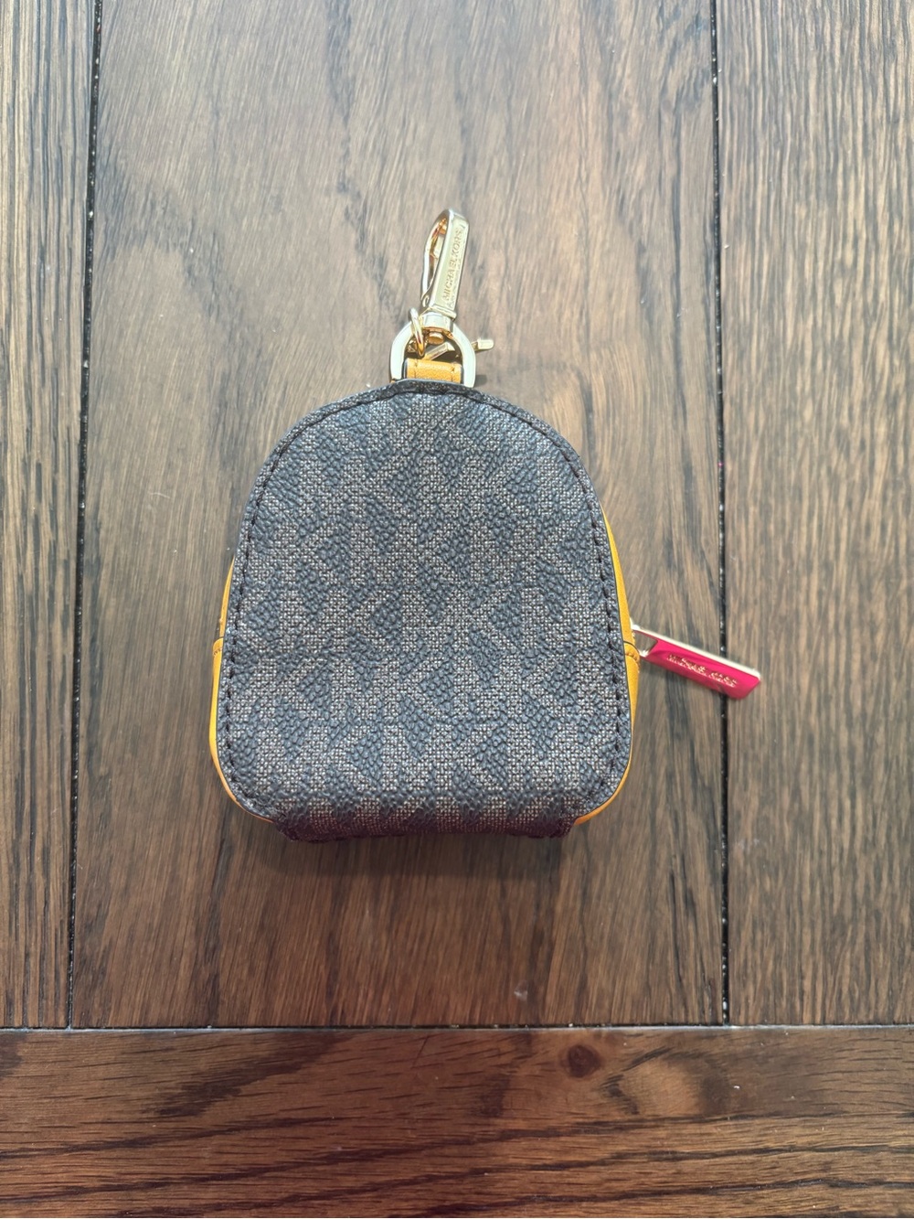 Michael Kors Brown & Yellow Logo Keyring Pouch - Picture 3 of 3